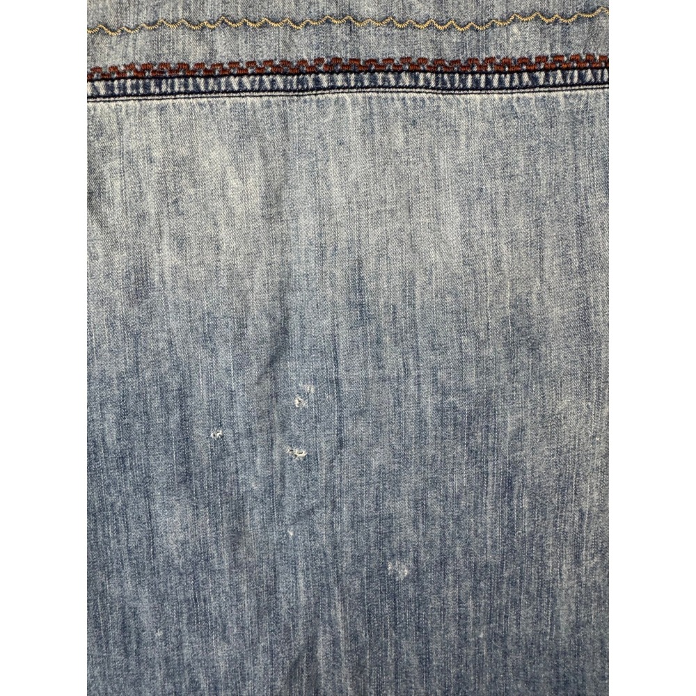 Current Elliott Denim Shirt Womens Blue Lt Wash Button Down Western Distressed - Picture 5 of 12